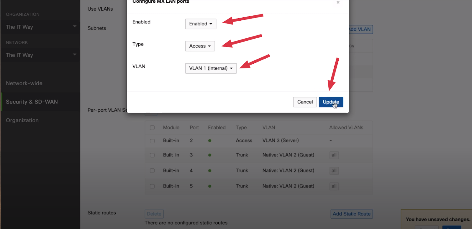 Per Port VLAN Settings