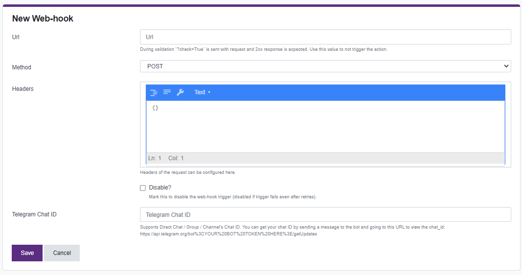 Webhooks Page