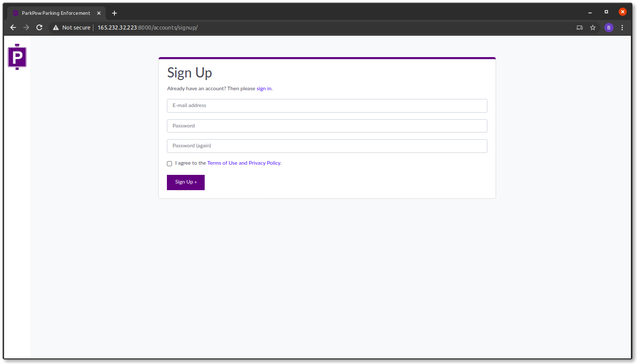 ParkPow Sign Up