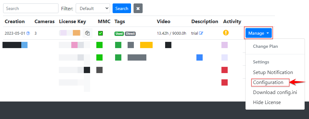 Manage License Configuration